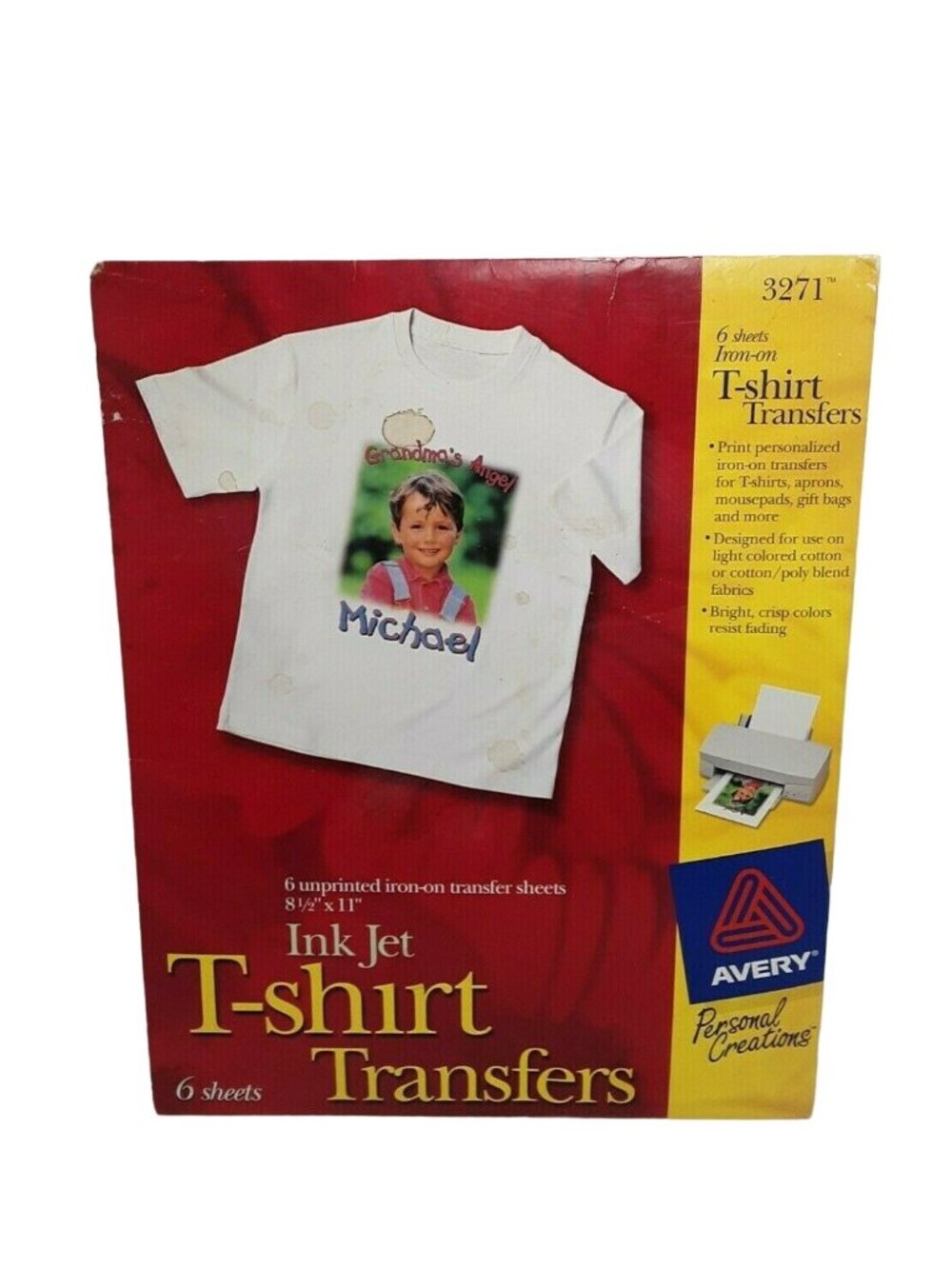 Avery T shirt Transfers for Inkjet Printers 3 Sheets 3271